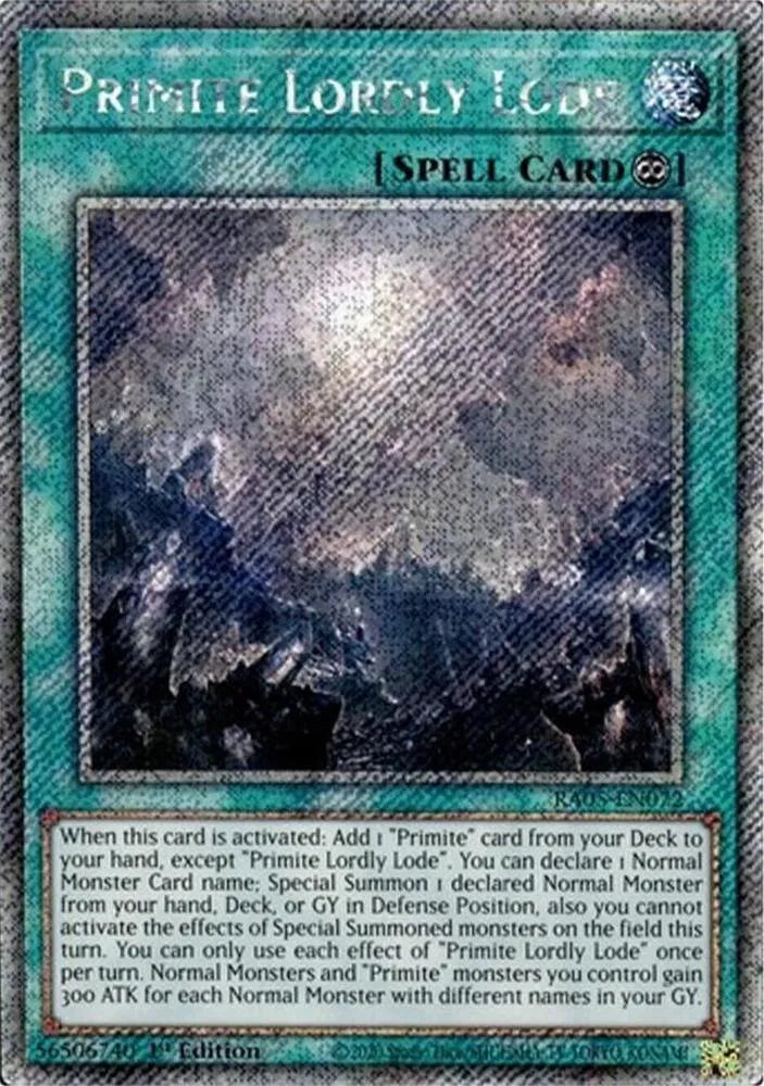 Primite Lordly Lode (Platinum Secret Rare): RA05-EN072 - Yu-Gi-Oh! Single Card